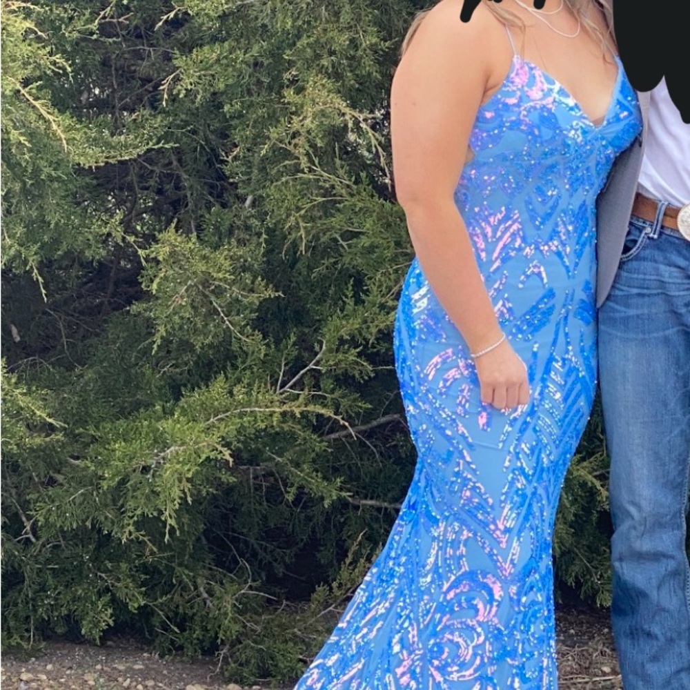 Darling Blue and Pink Prom Dress